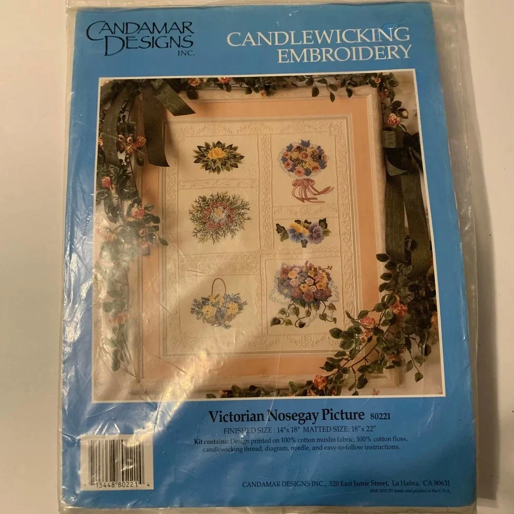 CANDAMAR‎ DESIGNS Candlewicking Embroidery Victorian Nosegay #80221 NWT